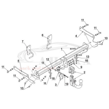 Hak holowniczy wypinany AUTOMAT + moduł 7 pin do Mazda 3 Hatchback 2013-2018