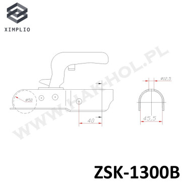 Zaczep kulowy do przyczepy 1300 kg - ZSK-1300B
