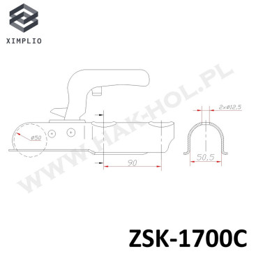 Zaczep kulowy do przyczepy 1700 kg - ZSK-1700C